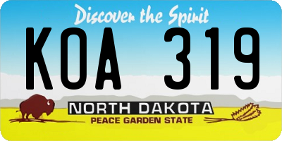 ND license plate KOA319