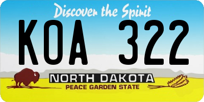 ND license plate KOA322