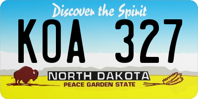 ND license plate KOA327