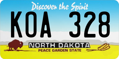 ND license plate KOA328