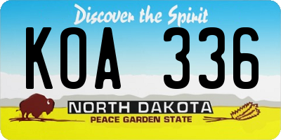 ND license plate KOA336