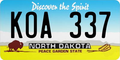 ND license plate KOA337