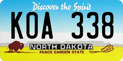 ND license plate KOA338