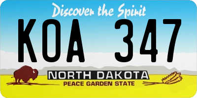 ND license plate KOA347