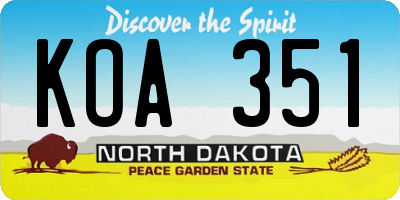 ND license plate KOA351