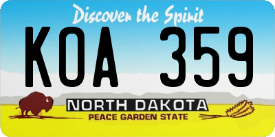 ND license plate KOA359