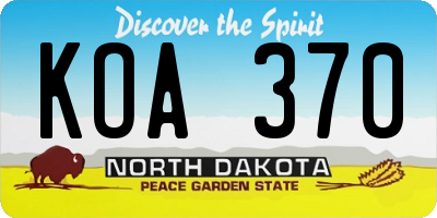 ND license plate KOA370