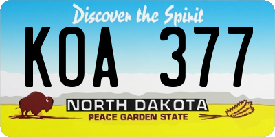 ND license plate KOA377