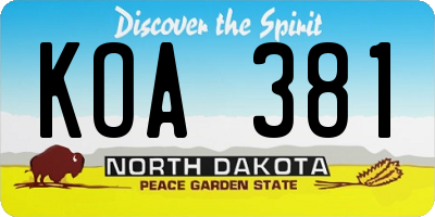 ND license plate KOA381