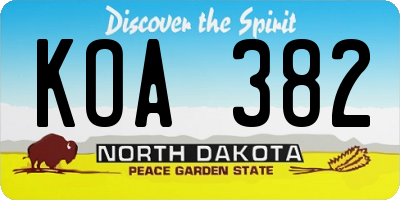 ND license plate KOA382
