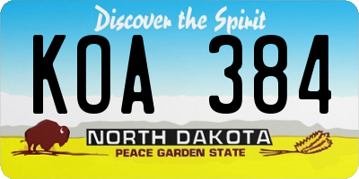ND license plate KOA384