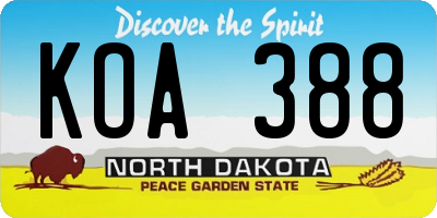 ND license plate KOA388