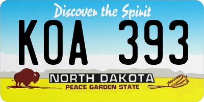 ND license plate KOA393