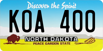 ND license plate KOA400