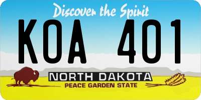 ND license plate KOA401