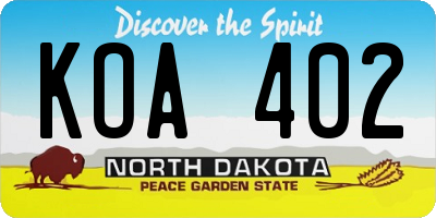ND license plate KOA402