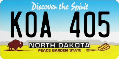 ND license plate KOA405