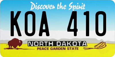ND license plate KOA410