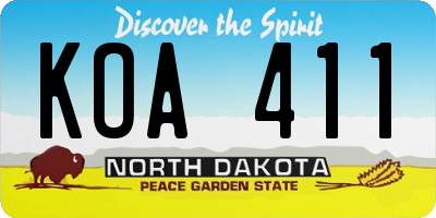 ND license plate KOA411
