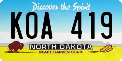 ND license plate KOA419
