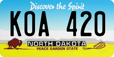 ND license plate KOA420