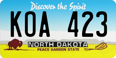 ND license plate KOA423