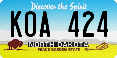 ND license plate KOA424