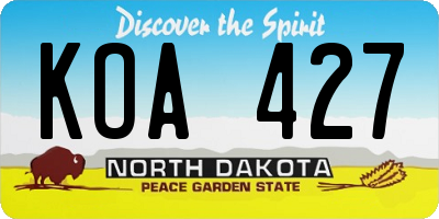 ND license plate KOA427