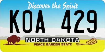 ND license plate KOA429
