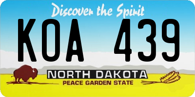 ND license plate KOA439