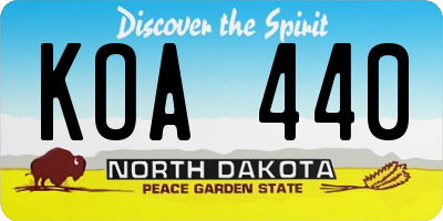 ND license plate KOA440
