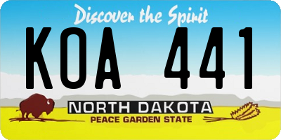 ND license plate KOA441