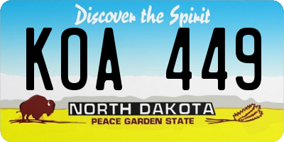 ND license plate KOA449