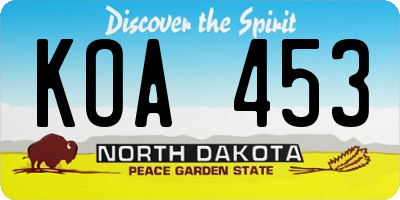 ND license plate KOA453