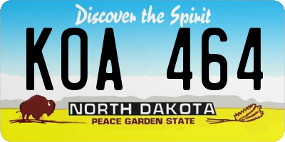 ND license plate KOA464