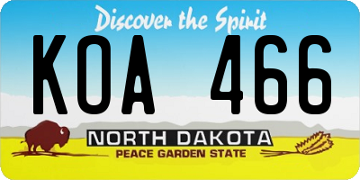 ND license plate KOA466