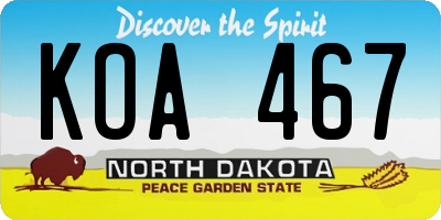 ND license plate KOA467