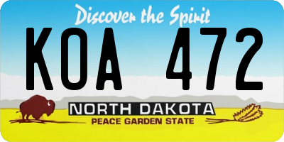 ND license plate KOA472