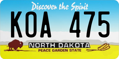 ND license plate KOA475
