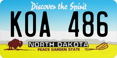 ND license plate KOA486