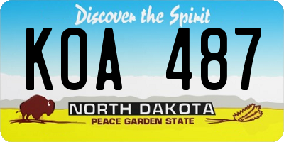 ND license plate KOA487