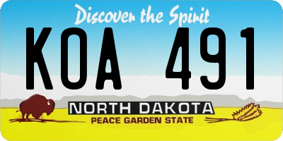 ND license plate KOA491