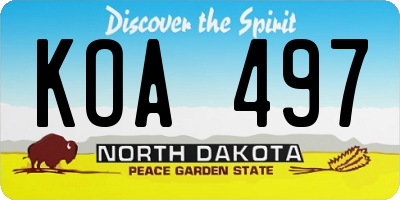 ND license plate KOA497