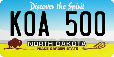 ND license plate KOA500