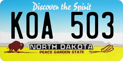 ND license plate KOA503