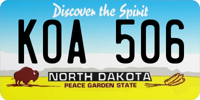 ND license plate KOA506