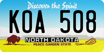 ND license plate KOA508