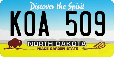 ND license plate KOA509