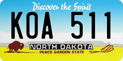 ND license plate KOA511