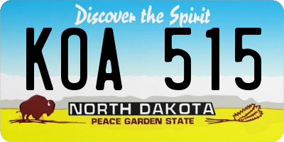 ND license plate KOA515